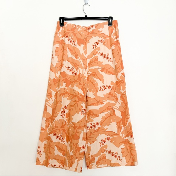 Soft Surroundings Trousers Garden Wide Leg orange tropical floral print pants - Picture 3 of 6